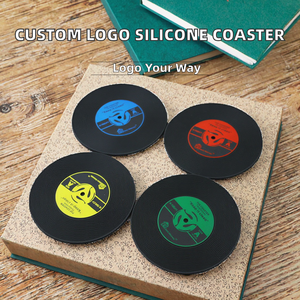 Custom Printed Cartoon Design Eco-Friendly 3mm Thick <b>Silicone</b> <b>Coaster</b> Cup Mat Sets 300mm Diameter Bar Beer 50 Customized Logos - Product Image 3