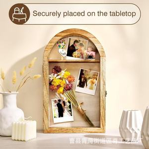 Wooden dried flower photo <b>frame</b> hanging wedding bouquet souvenir medal DIY display box oval solid wood photo <b>frame</b> - Product Image 2