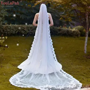 YouLaPan V110 вышитая кружевная декоративная свадебная вуаль Однослойная Длинная свадебная вуаль собор свадебные принадлежности