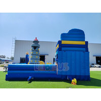 Combo gonflable pour enfants Mega Kids, avec toboggan long et murs en filet sécurisés - Jeux aquatiques en plein air