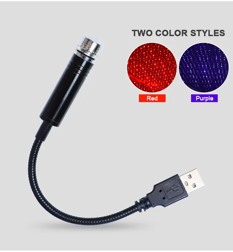 รถ USB LED Starry Sky โปรเจคเตอร์โคมไฟอุปกรณ์ตกแต่งภายในรถหลังคาเพดานดาวโปรเจคเตอร์แสงบรรยากาศ