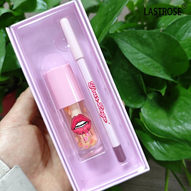 Prive Label 2-in-1 Mineral Vegan Waterproof Non-Stick Lip Gloss & Liner Kit Long Lasting High Pigment Liquid Lipstick