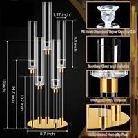Porte-bougie transparent en cristal avec abat-jour en acrylique, bougeoir pour bougie pilier ou bougie conique pour mariage ou dîner