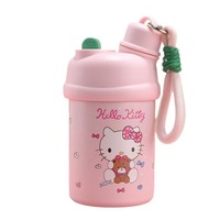 Termo de vacío de acero inoxidable 316 con diseño de dibujos animados, portátil, de gran capacidad, anticaída, con pajita, para niños, para exteriores, con asa de transporte