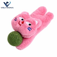 Jouet à mâcher à la catnip pour chats, jouet à mordre en peluche à la catnip avec boule suspendue, tissu duveteux, visage brodé
