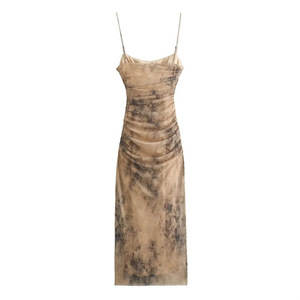 Robe midi florale vintage pour femmes pour l'été - Robe de soirée décontractée en dentelle sans bretelles - Product Image 2