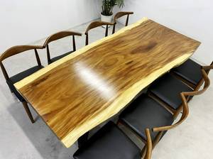 <span class=keywords><strong>Bespoke</strong></span> sang trọng sống cạnh tự nhiên quả óc chó/samanea saman Bàn Ăn Hiện Đại sàn Gỗ Phòng Bếp bảng - Product Image 3