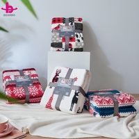 Couverture Polaire Sherpa de Noël en Corail, Tricotée, Douce, Imprimée, pour Lit et Canapé, Couche Unique, Confortable et Moelleuse, Vente en Gros