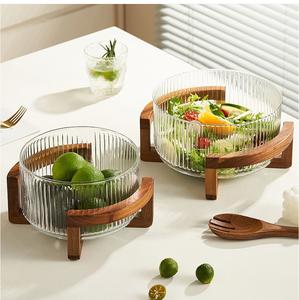 Bol à salade en verre transparent de grande taille pour la cuisine et les restaurants, 1800 ml/2800 ml/3800 ml/4800 ml, bol rond pour dessert, bols à mélanger pour fruits - Product Image 2