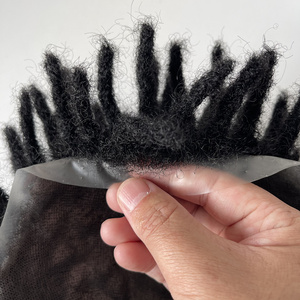 Peluca de densidad pesada Remy indio para hombres pelucas de cabello permanente con rastas de piel fina pu completa para hombres con <span class=keywords><strong>pelo</strong></span> <span class=keywords><strong>corto</strong></span> - Product Image 2