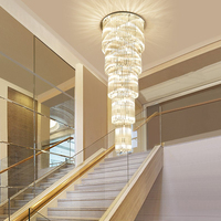 Lustre moderne en cristal multicouche AC110V 220v, luminaires longs d'escalier, projets de luxe, éclairage suspendu