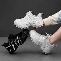 Chaussures décontractées à lacets à semelle épaisse en cuir synthétique pour la marche, marque privée, fabrication OEM ODM