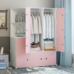 <span class=keywords><strong>Armadio</strong></span> Portatile in PP, Organizzatore per la Casa Fai-da-Te, Mobile Moderno <span class=keywords><strong>Bianco</strong></span> con Porta Blu in <span class=keywords><strong>Plastica</strong></span> - Product Image 4