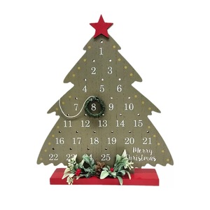 Calendrier de l'Avent en bois en forme de sapin de Noël, ornement de bureau, compte à rebours de 25 jours, décoration de la maison, style traditionnel - Product Image 1