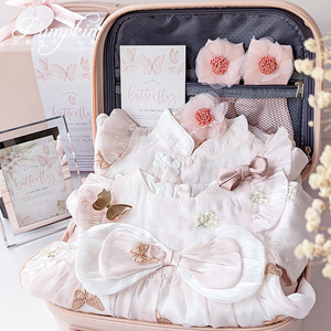 Caja de Regalo para Bebé, Bonito Conjunto de Ropa de Algodón 100% Rosa, Conjunto de Ropa de Varias Piezas para Recién Nacida, Vestido de Mariposa para Niña Pequeña, Mono - Product Image 2