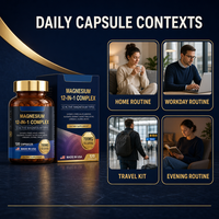 Capsule de magnésium 12-en-1 complexe à marque privée, supplément minéral quotidien pour adultes, OEM ODM, logo personnalisé, vente en gros, approvisionnement en vrac