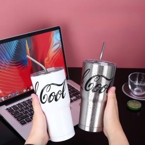 En gros 304 En Acier Inoxydable Glace Bar Tasse D'été En Plein Air De Voiture Isolation Thermique Garder Au Froid En Acier Inoxydable Paille Tasse - Product Image 3