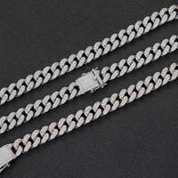 Hip Hop plein diamant Zircon glacé 12mm ensembles de bijoux de mode cubain lien chaîne Bracelet collier