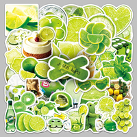 50 autocollants créatifs imperméables style INS, motif citron vert frais et apaisant, pour journal, scrapbook, coque de téléphone, décoration