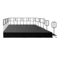 Plateforme de scène mobile pliable portable avec système de bannière à déroulement rapide pour événements, expositions et spectacles