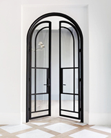 Puerta de Vidrio Doble Arqueada para Interiores, Puerta de Vidrio Grande de una Sola Pieza con Arco en la Parte Superior, Puertas de Vidrio Templado Doble para Casas