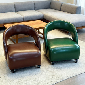 <span class=keywords><strong>Fauteuil</strong></span> de <span class=keywords><strong>salon</strong></span> moderne en cuir avec <span class=keywords><strong>roulettes</strong></span> courbes, style luxe léger, mobile, flexible et pratique pour les loisirs - Product Image 2