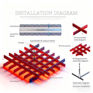 Griglia Quadrata in Alluminio di Alta Qualità per Controsoffitto a Prezzo di Fabbrica per Centri Commerciali e Hotel - Product Image 3