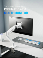 Swelix DA105 blanc/noir 90 degrés inclinaison ressort à gaz ordinateur PC moniteur bras support de montage pour écrans 15-32 pouces