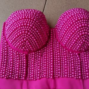BL11 Nueva moda Colorful Pearl Beads Push up <span class=keywords><strong>Corset</strong></span> Bustier Bra Sexy Crop Top Night Club Party Wear - Product Image 6