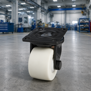Roulettes pour équipements industriels, roulettes en acier avec roulement à billes et résistance à l'usure, roues en nylon blanc de 3 pouces - Product Image 2