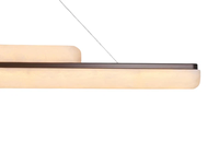 Lustre suspendu long de style nordique moderne et minimaliste, avec cadre en acier et abat-jour en albâtre, pour cuisine, salon, éclairage intérieur