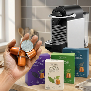 Capsules de matcha japonais pur d'Uji compatibles avec les machines Nespresso originales, dosettes de thé vert biologique sain - Product Image 1