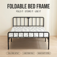 Base de Cama Moderna de Hierro Forjado, Superficie Lisa, Antioxidante, Plataforma Metálica, Resistente, Silenciosa, Muebles para Dormitorio de Casa u Hotel