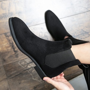 Bottes Chelsea Classiques 2026 <span class=keywords><strong>en</strong></span> Faux <span class=keywords><strong>Daim</strong></span> pour Hommes, Grandes Tailles, Jaune et Blanc, Confortables, Hauteur Cheville, Hiver, Antidérapantes - Product Image 2
