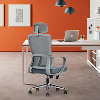 Chaise de bureau ergonomique de luxe pivotante avec appui-tête réglable et siège en maille