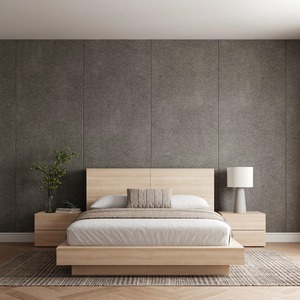 Base de Cama de Plataforma Moderna de Madera de Ingeniería con Acabado en <span class=keywords><strong>Roble</strong></span> <span class=keywords><strong>Natural</strong></span> y Cabecera Grande - Product Image 4
