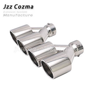 Embout d'échappement de voiture modifié, type Y, entrée 3 pouces, double sortie 4 pouces, longueur totale 9,45 pouces, acier inoxydable argenté, embouts d'échappement doubles - Product Image 2