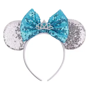 2023 Europe and America Crown Snowflake Baby Hairband Sequin Bowknot Glitter Mickey Children's Hair Accessories Wholesale