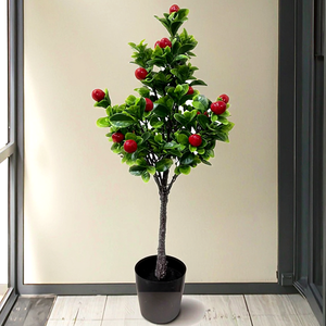 Plantes vertes artificielles de haute qualité pour les décorations de mariage en plein air, jardin, ficus, herbe, 80 cm, arbre à pommes en plastique populaire - Product Image 4