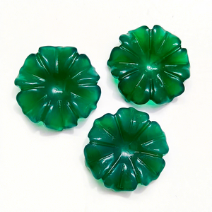 Flor de Ónix Verde Natural de 20 mm, Tallada a Mano, Piedra Preciosa de Ónix Verde, Tallado de Piedra Suelta para Joyería, Precio al por Mayor, Venta a Granel - Product Image 1