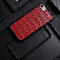 Coque haute qualité en cuir véritable pour iPhone, compatible modèles 7, 8 plus, 8 plus, 11 pièces, tendance, logo personnalisable, motif alligator rouge