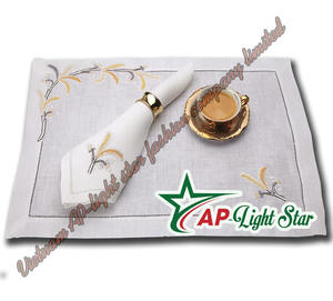 Nappe/sets de table rectangulaires en lin blanc 100 % de qualité supérieure, taille personnalisée, brodés, doux, séchage rapide, pour restaurants et fêtes VNAP - Product Image 6
