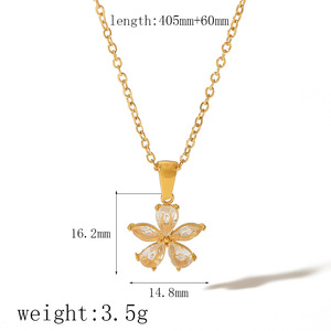 Collier Pendentif Fleur en Acier Inoxydable Plaqué Or 18K avec Sertissage Griffe, Bijou Fin pour Usage Quotidien TN3309TN3313TN3316TN3317 - Product Image 4