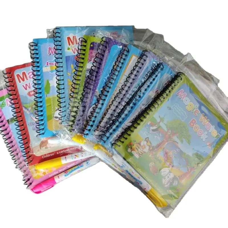 Bambini pittura colorata di magic water disegno libro penna colorazione numeri di disegno portatile libro magico taccuino