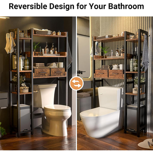 <span class=keywords><strong>Meuble</strong></span> de rangement autoportant pour salle de bain, à placer <span class=keywords><strong>au</strong></span>-<span class=keywords><strong>dessus</strong></span> des toilettes, style industriel - Product Image 3