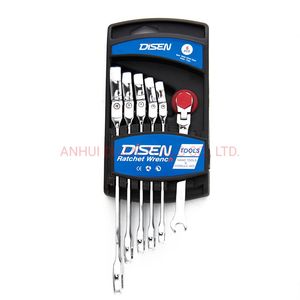 Jeu de clés à cliquet à tête fixe à double anneau en acier au carbone, 6 pièces, personnalisé OEM - Product Image 2