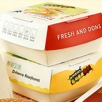 Boîte à hamburger en carton blanc jetable, double couche épaissie pour la livraison