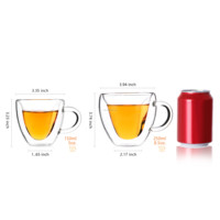 Mug en verre borosilicate à double paroi en forme de cœur romantique CnGlass, 150 ml (5 oz), pour thé, expresso, résistant à la chaleur et compatible micro-ondes