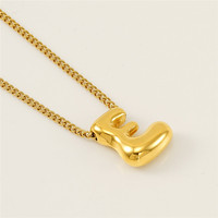Alphabet à bulles en acier inoxydable plaqué or 18K A-Z 26 initiales Collier à breloques