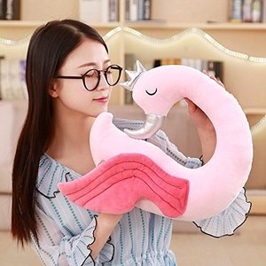 M722 <strong>Lovely</strong> Lightweight Short Plush Pink Swan Neck <strong>Pillow</strong> <strong>U</strong> Shape Headrest for Travel Portable 3D Animal Plush Swan Neck <strong>Pillow</strong> - Product Image 3